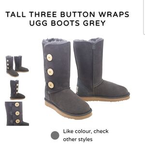 UGG Tall Three Button Wrap Boots - Gray